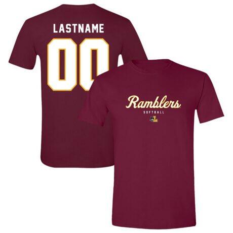 Loyola Chicago Ramblers Unisex NIL Pick-A-Player Softball Shirsey T-Shirt - - Front View
