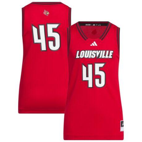 #45 Louisville Cardinals adidas Youth Replica Swingman Jersey - Red - Front View