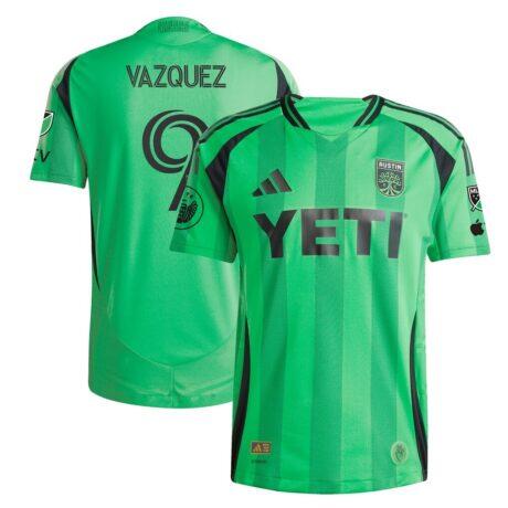 Brandon Vazquez Austin FC adidas 2025 The Heartbeat Kit Authentic Player Jersey - Green - Front View