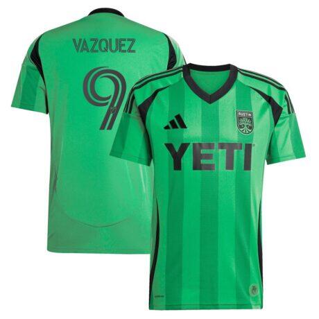 Brandon Vazquez Austin FC adidas 2025 The Heartbeat Kit Replica Player Jersey - Green - Front View