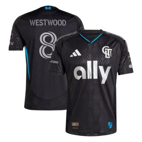 Ashley Westwood Charlotte FC adidas 2025 Fortress Kit Authentic Player Jersey - Black - Front View