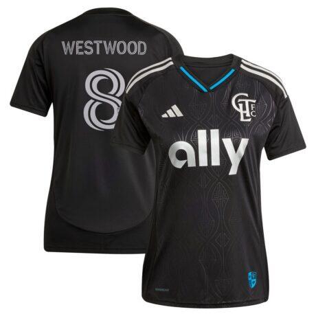 Ashley Westwood Charlotte FC adidas Women's 2025 Fortress Kit Replica Player Jersey - Black - Front View