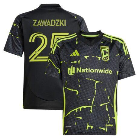 Sean Zawadzki Columbus Crew adidas Youth 2025 The Goosebumps Kit Replica Player Jersey - Black - Front View