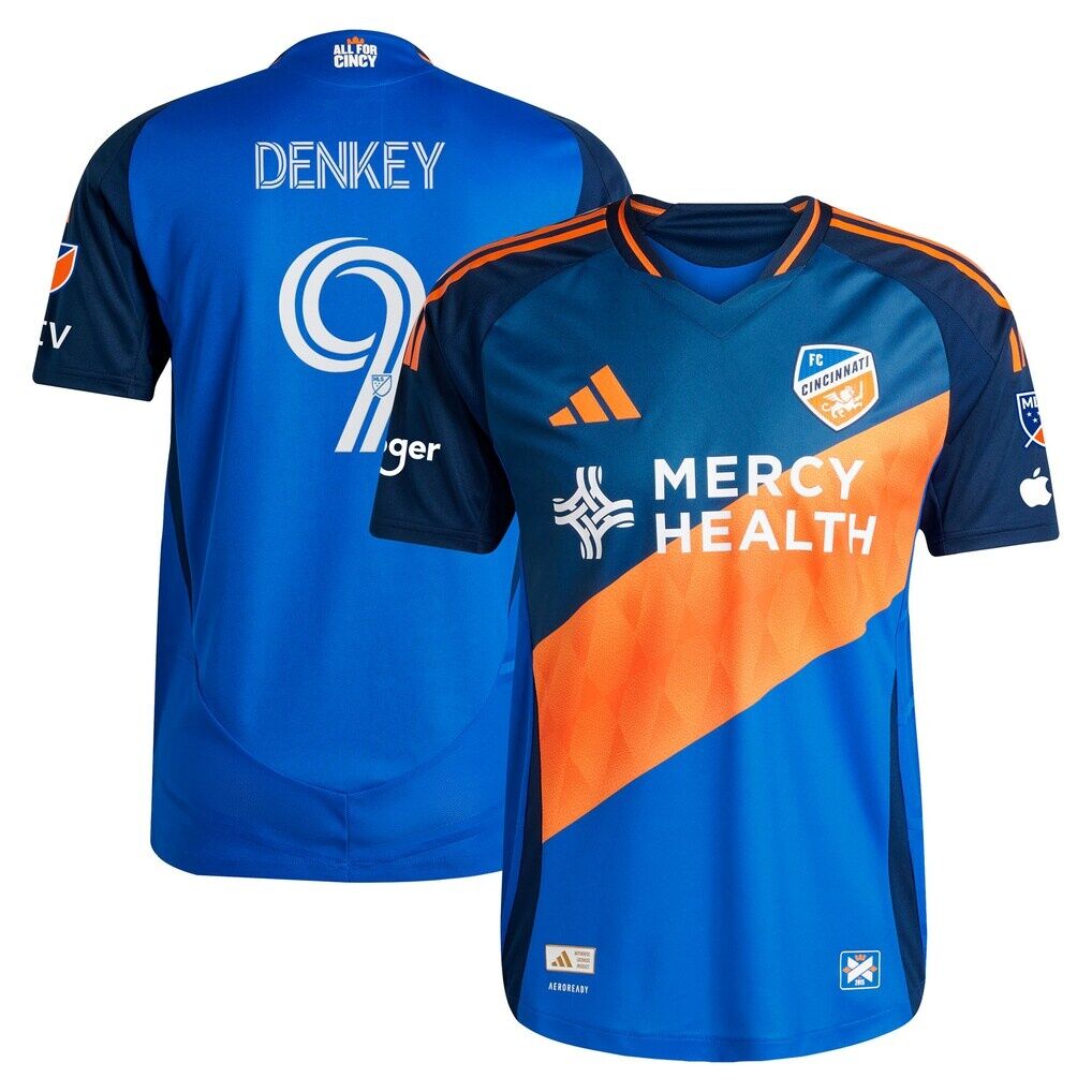 Kévin Denkey FC Cincinnati adidas 2025 Orange and Blue Legacy Kit Authentic Player Jersey