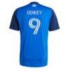 Kévin Denkey FC Cincinnati adidas 2025 Orange and Blue Legacy Kit Replica Player Jersey - Blue - Detail View