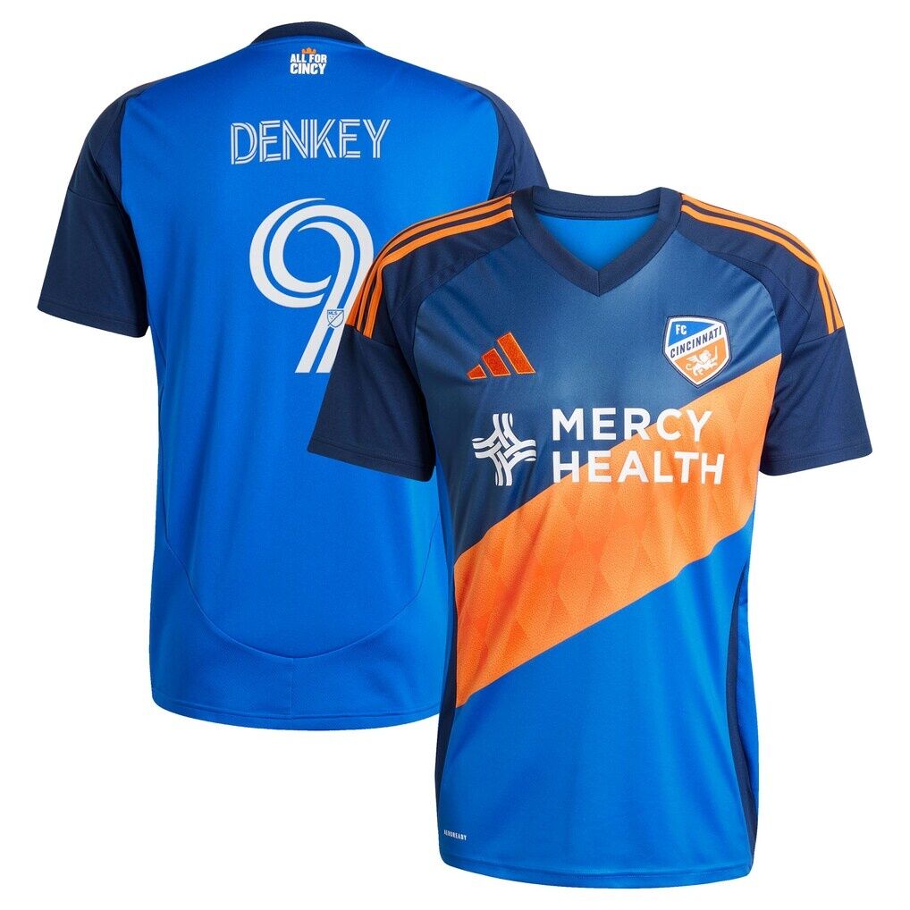 Kévin Denkey FC Cincinnati adidas 2025 Orange and Blue Legacy Kit Replica Player Jersey