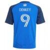 Kévin Denkey FC Cincinnati adidas Youth 2025 Orange and Blue Legacy Kit Replica Player Jersey - Blue - Detail View