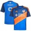 Kévin Denkey FC Cincinnati adidas Youth 2025 Orange and Blue Legacy Kit Replica Player Jersey - Blue - Front View