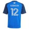 Miles Robinson FC Cincinnati adidas Youth 2025 Orange and Blue Legacy Kit Replica Player Jersey - Blue - Detail View
