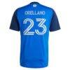Luca Orellano FC Cincinnati adidas 2025 Orange and Blue Legacy Kit Replica Player Jersey - Blue - Detail View