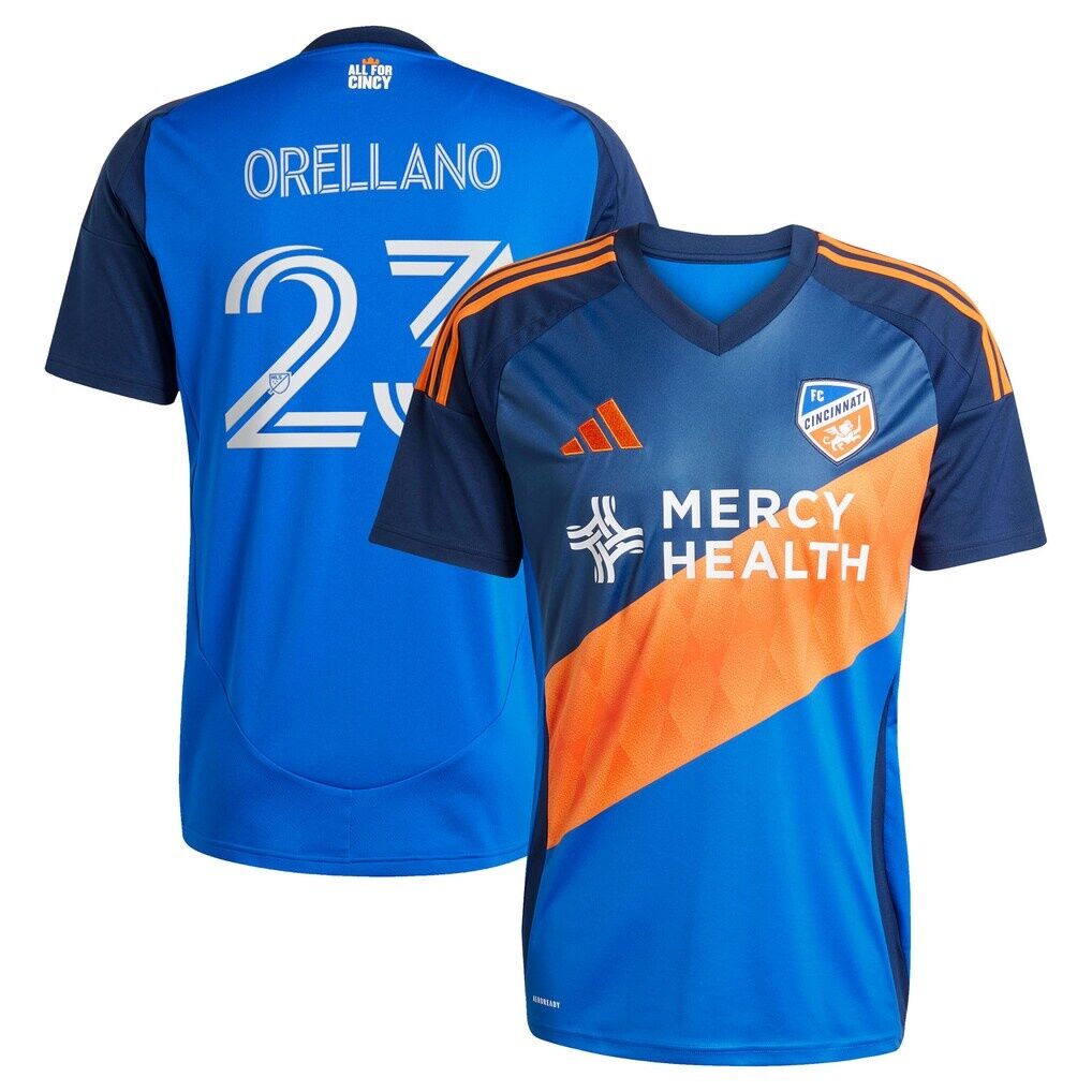 Luca Orellano FC Cincinnati adidas 2025 Orange and Blue Legacy Kit Replica Player Jersey