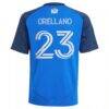 Luca Orellano FC Cincinnati adidas Youth 2025 Orange and Blue Legacy Kit Replica Player Jersey - Blue - Detail View