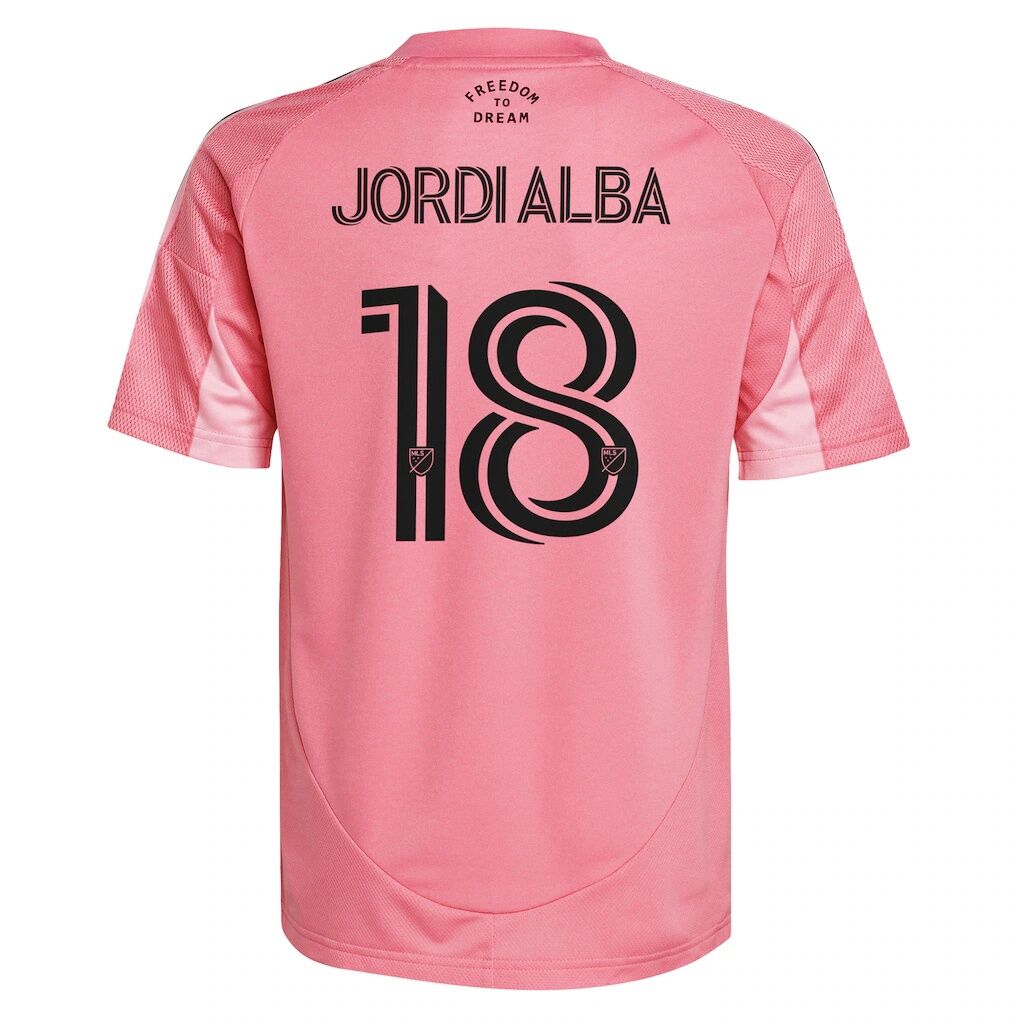 Jordi Alba Inter Miami CF adidas Youth 2025 Euforia Replica Player Jersey - Light Pink