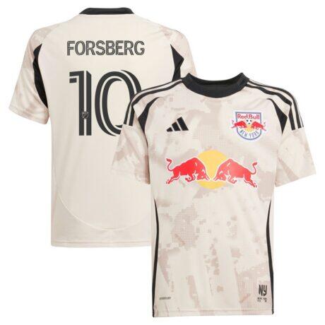 Emil Forsberg New York Red Bulls adidas Youth 2025 Stone Kit Replica Player Jersey - - Front View