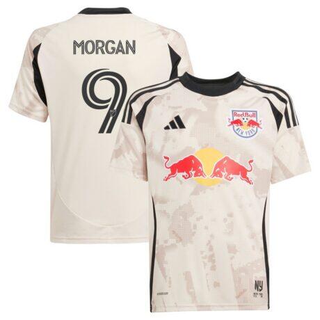 Lewis Morgan New York Red Bulls adidas Youth 2025 Stone Kit Replica Player Jersey - - Front View