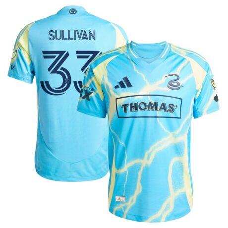 Quinn Sullivan Philadelphia Union adidas 2025 The Voltage Kit Authentic Player Jersey - Blue - Front View