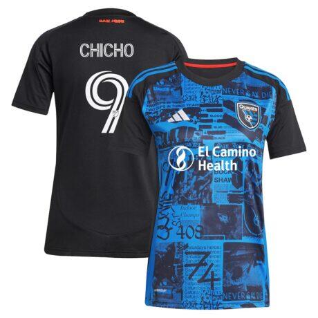 Cristian Arango San Jose Earthquakes adidas Women's 2025 Headliner Replica Player Jersey - Black - Front View