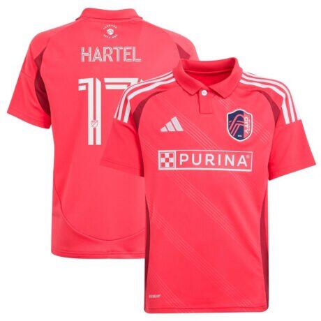 Marcel Hartel St. Louis City SC adidas Youth 2025 Forever CITY Red Replica Player Jersey - Red - Front View