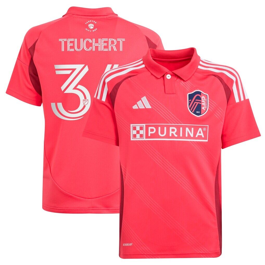 Cedric Teuchert St. Louis City SC adidas Youth 2025 Forever CITY Red Replica Player Jersey