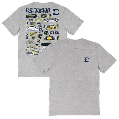 ETSU Buccaneers Vive La Fete Women's Impressions Artwork Relaxed Fit T-Shirt - Gray - Front View