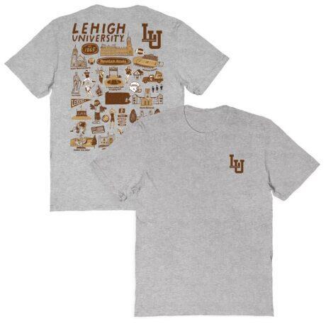 Lehigh Mountain Hawks Vive La Fete Women's Impressions Artwork Relaxed Fit T-Shirt - Gray - Front View
