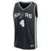 De'Aaron Fox San Antonio Spurs Fashion7 Fast Break Replica Player Jersey - Black - Side View