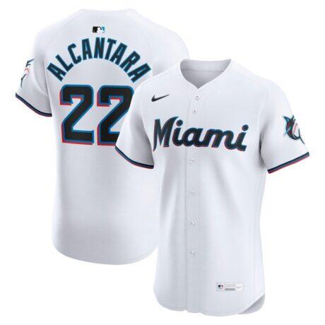 Sandy Alcantara Miami Marlins Nike Home Elite Jersey - White - Front View