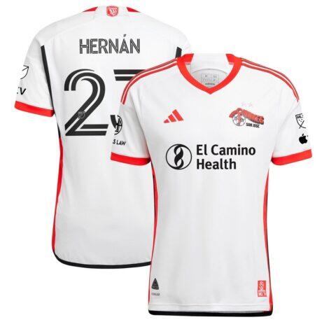 Hernán López San Jose Earthquakes adidas 2025 The 50 Kit Authentic Player Jersey - White - Front View