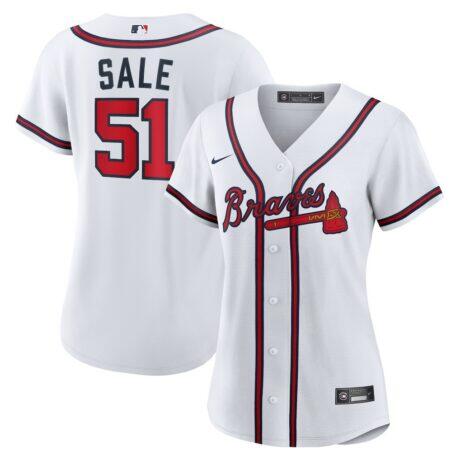 Chris Sale Atlanta Braves Nike Women's Home Replica Jersey - White - Front View