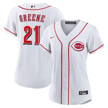 Hunter Greene Cincinnati Reds Nike Women's Home Replica Jersey - White - Front View