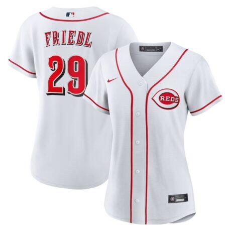 TJ Friedl Cincinnati Reds Nike Women's Home Replica Jersey - White - Front View