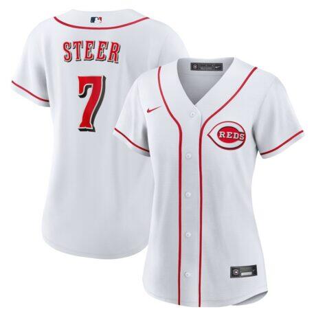 Spencer Steer Cincinnati Reds Nike Women's Home Replica Jersey - White - Front View