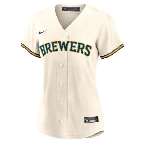 Christian Yelich Milwaukee Brewers Nike Women's Home Replica Jersey - White - Side View