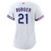 Jake Burger Texas Rangers Nike Women's Home Replica Jersey - White - Detail View