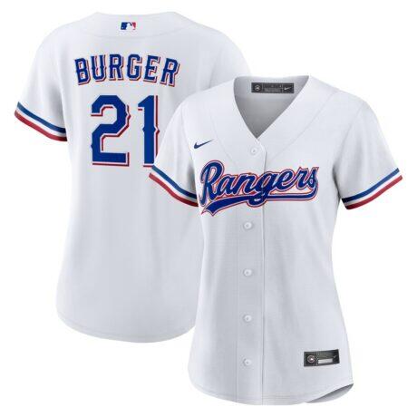 Jake Burger Texas Rangers Nike Women's Home Replica Jersey - White - Front View
