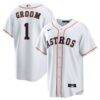 Houston Astros Nike #1 Groom Home Replica Jersey - White - Front View