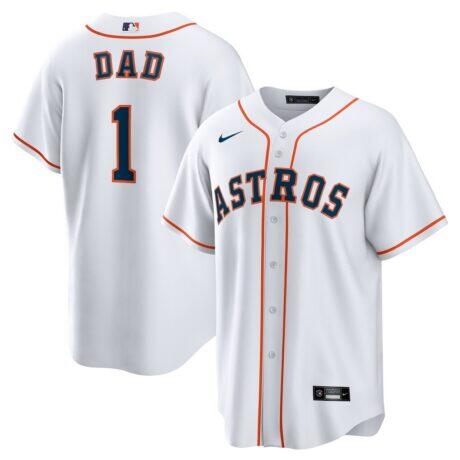 Houston Astros Nike #1 Dad Home Replica Jersey - White - Front View