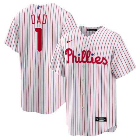 Philadelphia Phillies Nike #1 Dad Home Replica Jersey - White - Front View