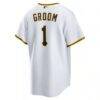Pittsburgh Pirates Nike #1 Groom Home Replica Jersey - White - Detail View