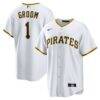 Pittsburgh Pirates Nike #1 Groom Home Replica Jersey - White - Front View