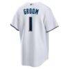 Miami Marlins Nike #1 Groom Home Replica Jersey - White - Detail View
