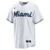 Miami Marlins Nike #1 Groom Home Replica Jersey - White - Side View