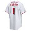 Cincinnati Reds Nike #1 Groom Home Replica Jersey - White - Detail View
