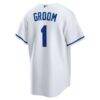 Kansas City Royals Nike #1 Groom Home Replica Jersey - White - Detail View