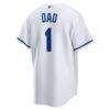 Kansas City Royals Nike #1 Dad Home Replica Jersey - White - Detail View