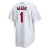 St. Louis Cardinals Nike #1 Groom Home Replica Jersey - White - Detail View
