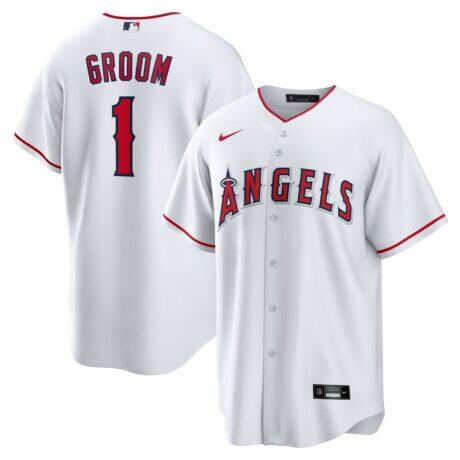 Los Angeles Angels Nike #1 Groom Home Replica Jersey - White - Front View