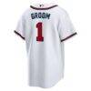 Atlanta Braves Nike #1 Groom Home Replica Jersey - White - Side View