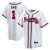 Atlanta Braves Nike #1 Dad Home Replica Jersey - White - Front View