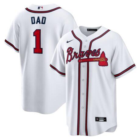 Atlanta Braves Nike #1 Dad Home Replica Jersey - White - Front View